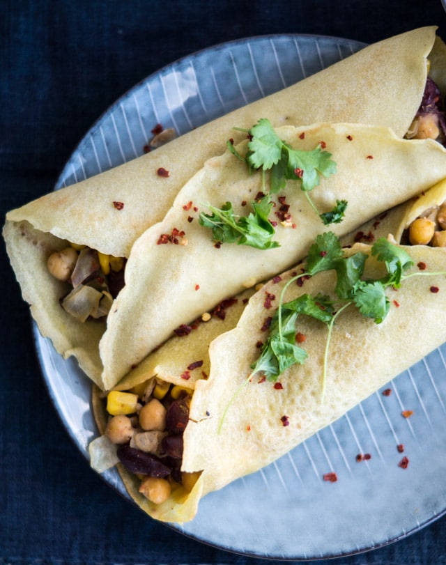 Mexicanske pandekager med bønnefyld
