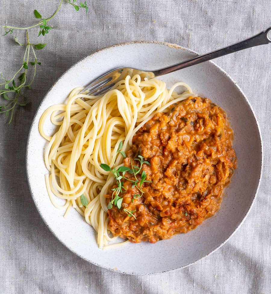 Vegetarisk bolognese - linsebolognese